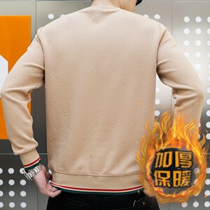 冬季长袖男欧版大码卫衣套头日系立体印花圆脸品牌黑9739加绒P50图片