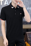 夏季棉短袖Polo衫领三角t恤男修身百搭时尚精神商务绅士黑9577P40，男装Polo衫，星座1207