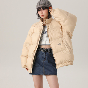 冬新标鸭绒中性潮牌阔版特氟龙袋口小印花立领羽绒服粉9171P280,男装羽绒服,星座1207