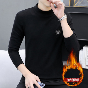 冬季长袖男高质量卫衣双面绒打底德绒半高领精工小熊灰色9213P33图片