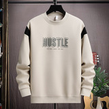 秋冬直播高质量棉挂拍卫衣男圆领套头刺绣宽松长袖灰9779P45，男装卫衣，星座1207