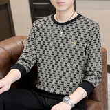 长袖男蒙太奇卫衣精品商务直播套头休闲圆领时尚模特绿色9753P45，男装卫衣，星座1207