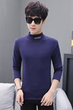 冬季半高领卫衣男t恤男休闲加绒加厚保暖打底长袖藏青315加绒P20，男装卫衣，星座1207