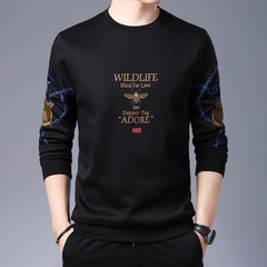 Autumn long sleeve warm winter printed sweater men's round neck bee large mature boutique business background blue