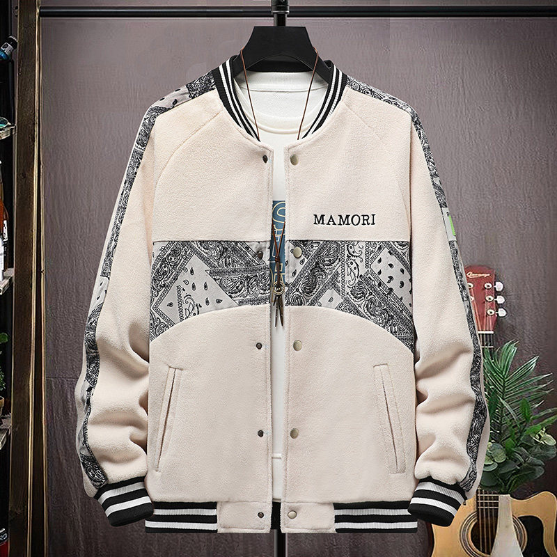 高质量直播颗粒绒拼接日系棒球服男夹克外套风衣棉服绿色9822P75,男装夹克,星座1207