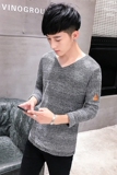 常年款春秋外贸长袖卫衣男韩版男修身大码网格打底衫灰上衣，男装卫衣，星座1207