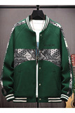 高质量直播颗粒绒拼接日系棒球服男夹克外套风衣棉服绿色9822P75，男装夹克，星座1207