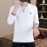 主推长袖男欧版大码商务直播休闲卫衣套头日系圆领模特白9739P45，男装卫衣，星座1207