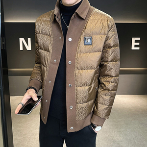 冬季简欧精神小伙夹克羽绒服90%白鸭衬衫领翻领厚外套卡Y9185P280图片
