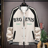 高质量直播颗粒绒拼接日系棒球服男夹克外套风衣棉服黑色9823P75，男装夹克，星座1207