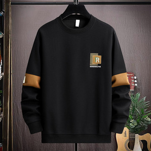 秋冬直播高质量棉挂拍卫衣男圆领套头刺绣宽松长袖黑9780P45,男装卫衣,星座1207