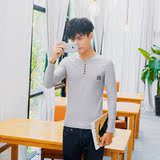 秋冬套头长袖青少年学生卫衣休闲舒适青少年长袖V领5粒扣白601P15，男装T恤，星座1207