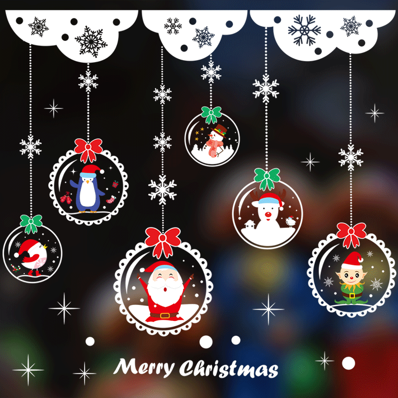 圣诞节装饰布置玻璃贴纸