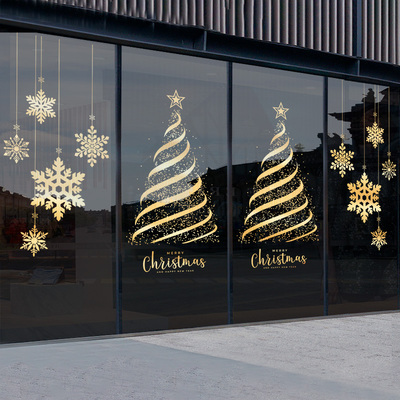 圣诞节烫金玻璃门贴纸装饰