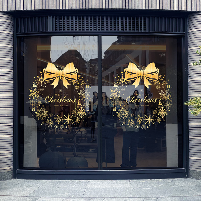 圣诞节鎏金玻璃门贴纸装饰