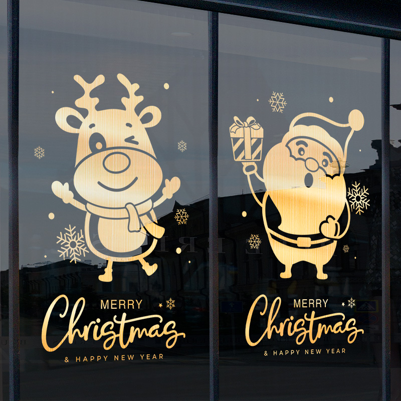 圣诞节鎏金玻璃门贴纸装饰