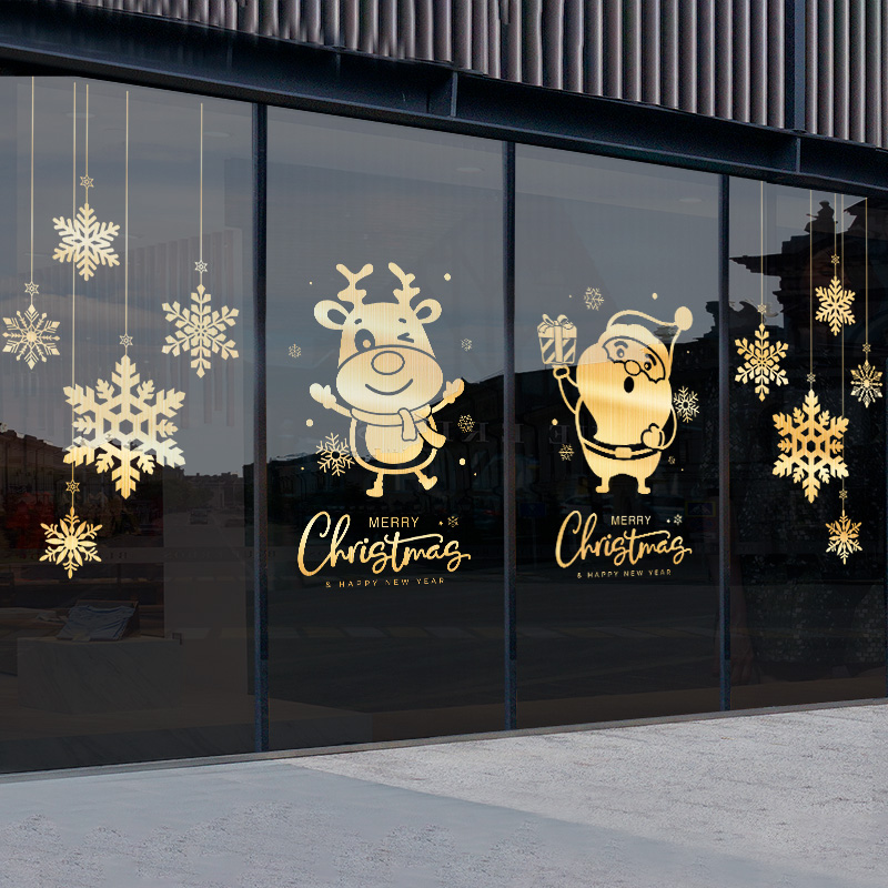 圣诞节鎏金玻璃门贴纸装饰
