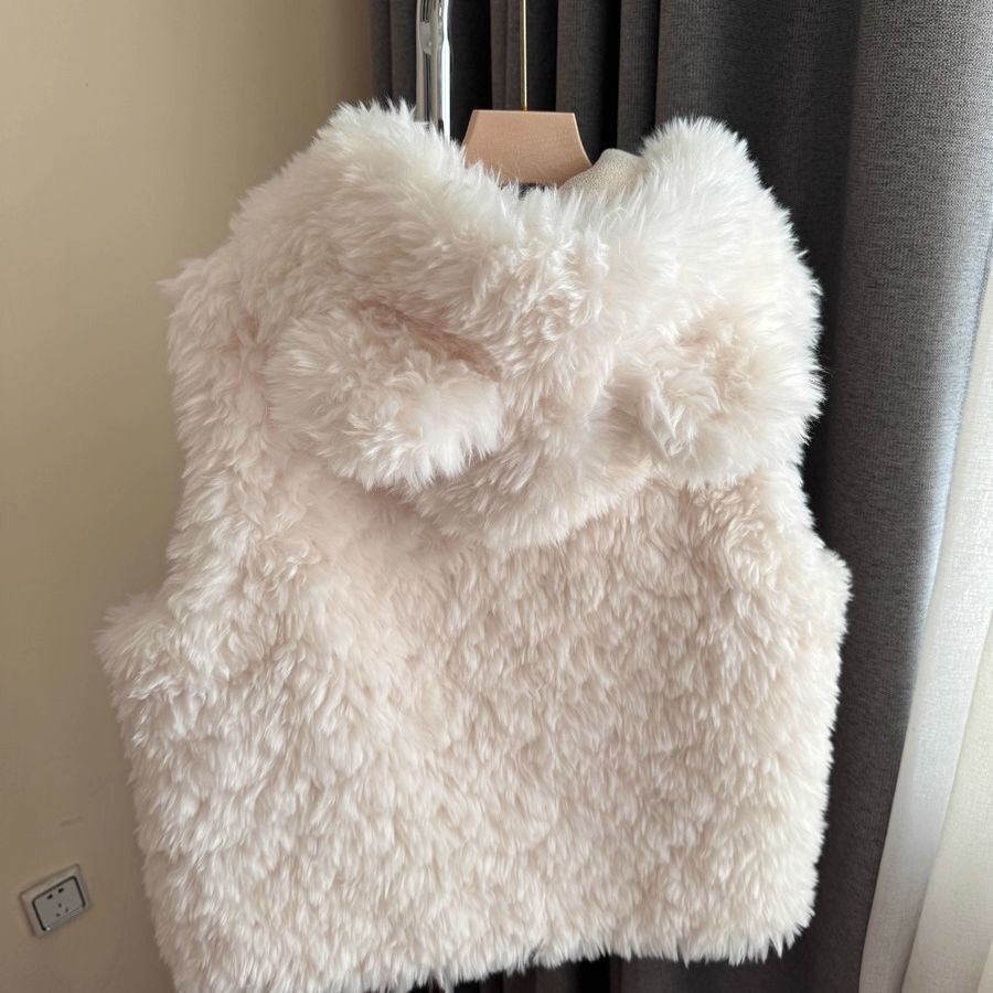 女童仿皮草马甲2025新款秋冬儿童洋气时髦加厚保暖无袖背心外套