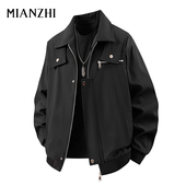 夹克男潮牌飞行员外套春秋宽松休闲百搭大码 棉致美式 工装 帅气茄克