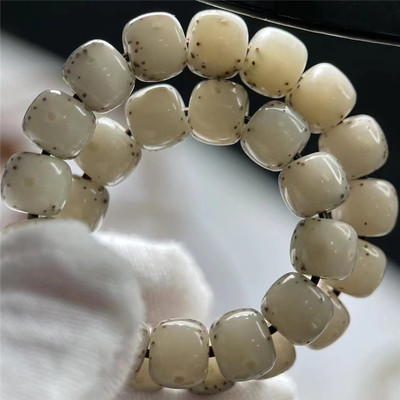 海南冰糖石玉料星月菩提原生态大留白细星男女单圈手链佛珠同枝果