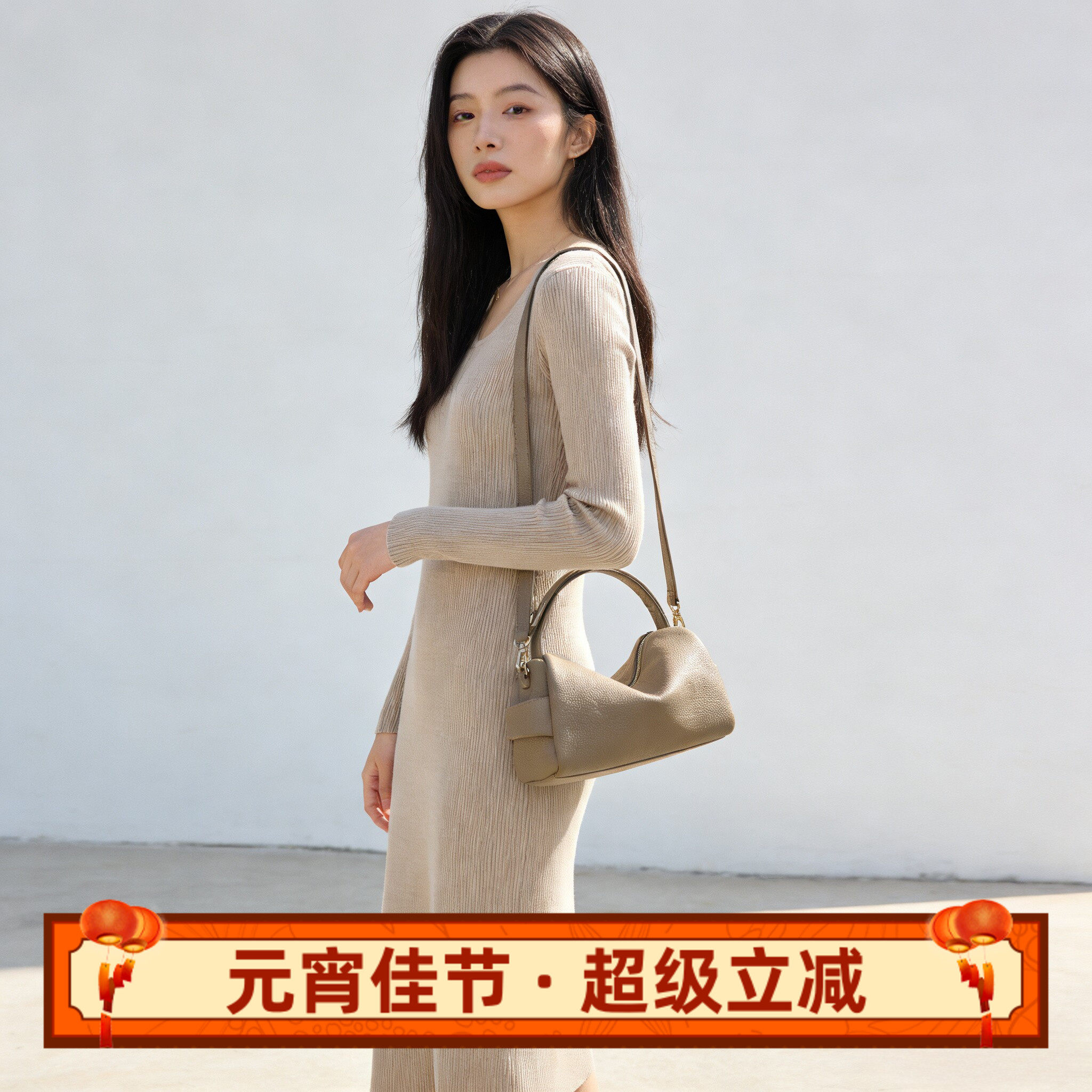 2026新款枕头包荔枝纹单肩包包女时尚糖果色手提斜挎女包简约气质