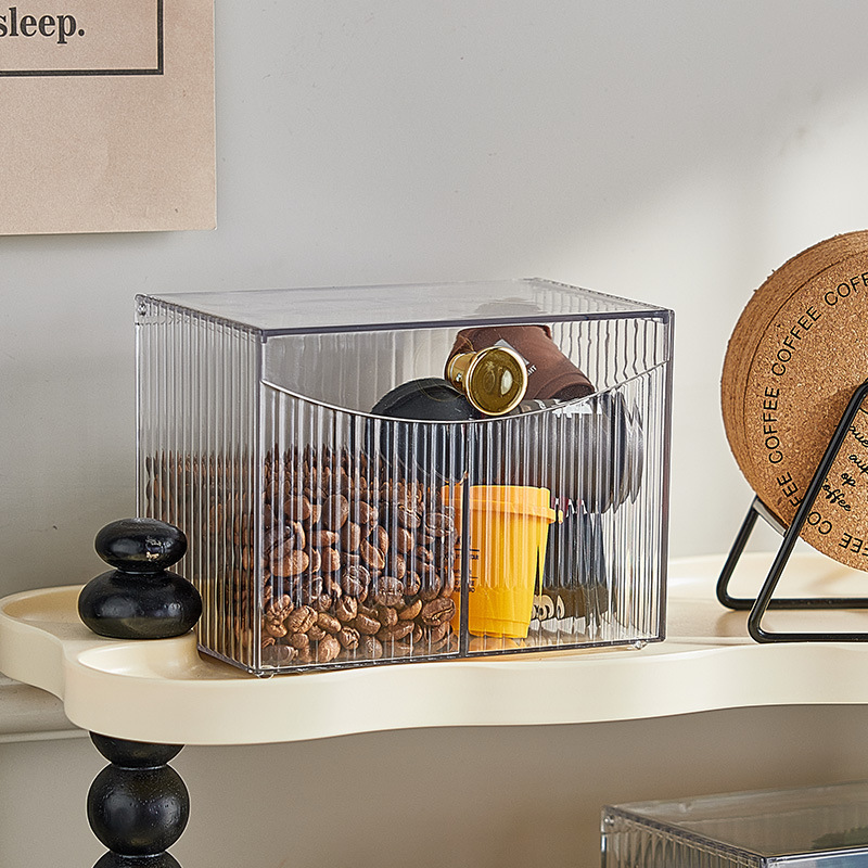 翻盖化妆品棉签收纳盒浴室透明卸妆棉口红大容量桌面收纳整理盒