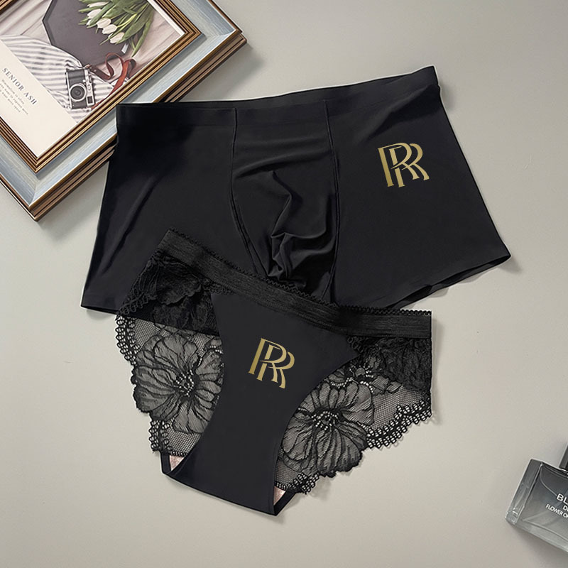 情侣内裤夏季冰丝一男一女情侣款轻奢简约搞怪性感蕾丝夫妻内衣夏