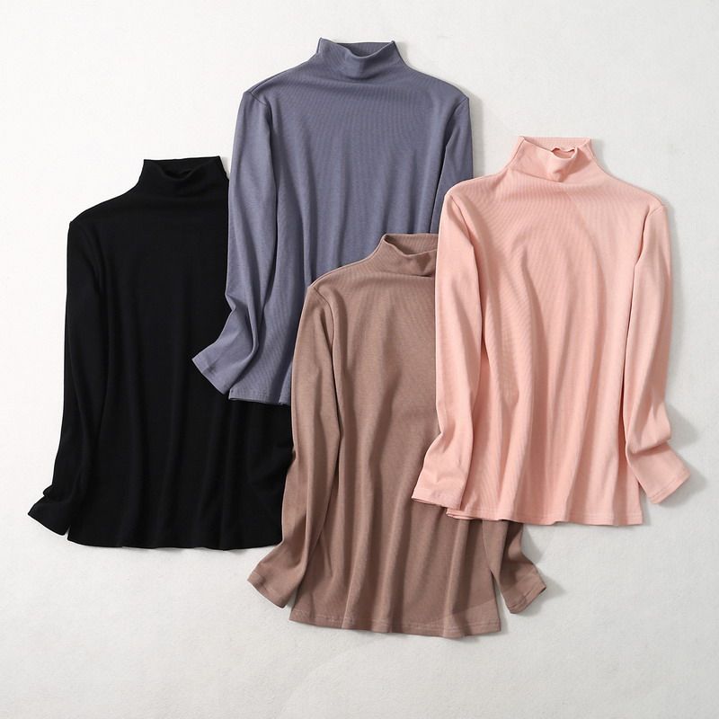 罗纹高弹修身 真丝绢丝+棉  天然透气 长袖打底衫 半高领T恤 女,女装/女士精品,T恤,淘宝优惠券,粉丝福利购,淘宝优惠卷