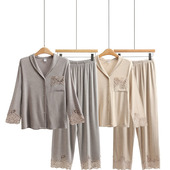 秋冬新款 家居服套装 长袖 高奢柔软植绒睡衣女蓄暖棉绒发热保暖长裤