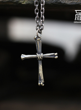 项链925纯银情侣手工十字架欧美