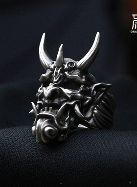 原创面具纯银男女款般若戒指环