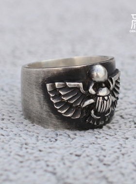 手工复古圣甲虫纯银戒指环简约