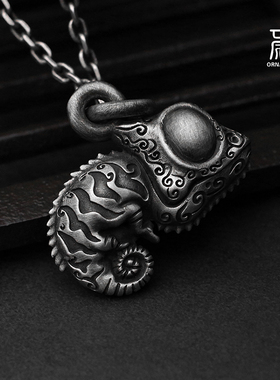 手工复古动物纯银ins实心吊坠