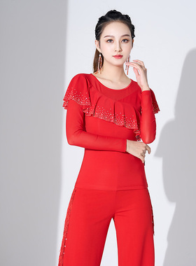 艺尚舞新款拉丁舞练习服吉特巴舞表演长袖广场舞高档舞蹈上衣2257