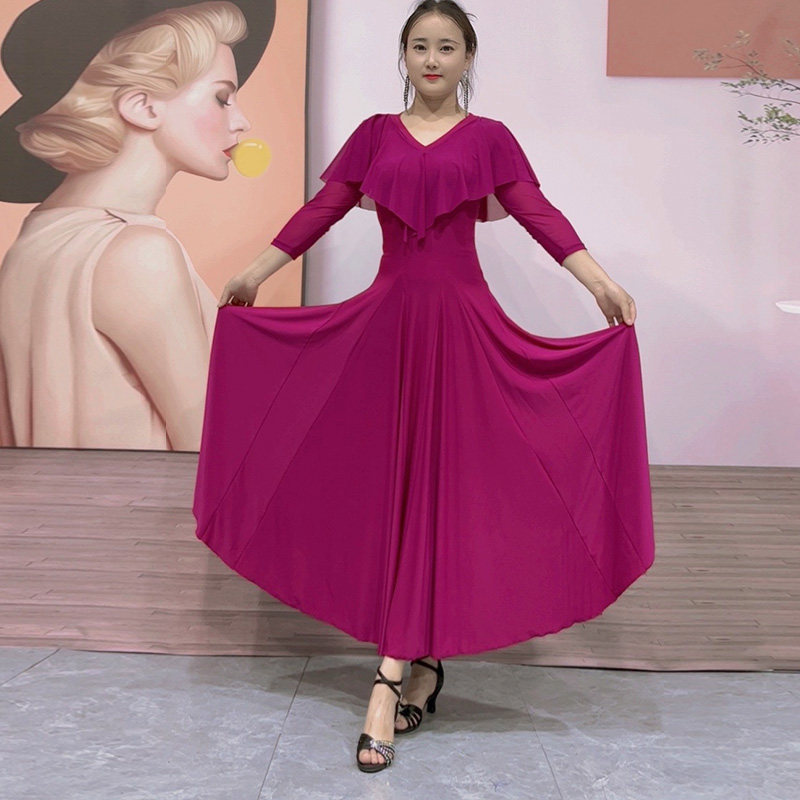 艺尚舞1132摩登舞连衣裙女表演长裙成人国标舞专业比赛服装