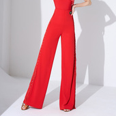 广场喇叭裤 国标舞长筒裤 1061 拉丁舞流苏阔腿裤 艺尚舞垂坠感舞蹈裤