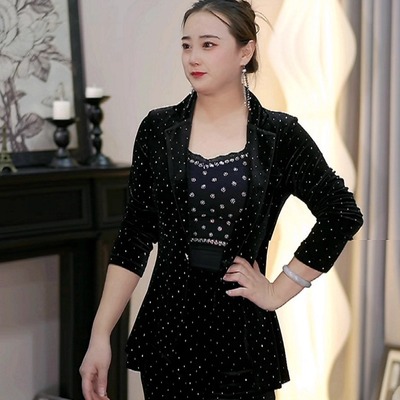 2203丝绒艺尚舞拉丁女国标舞表演交谊舞广场跳舞西服上衣