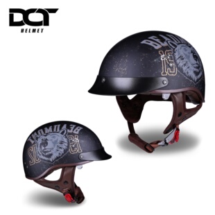 清仓DOT复古半盔 3C认证 F02内置茶色镜片