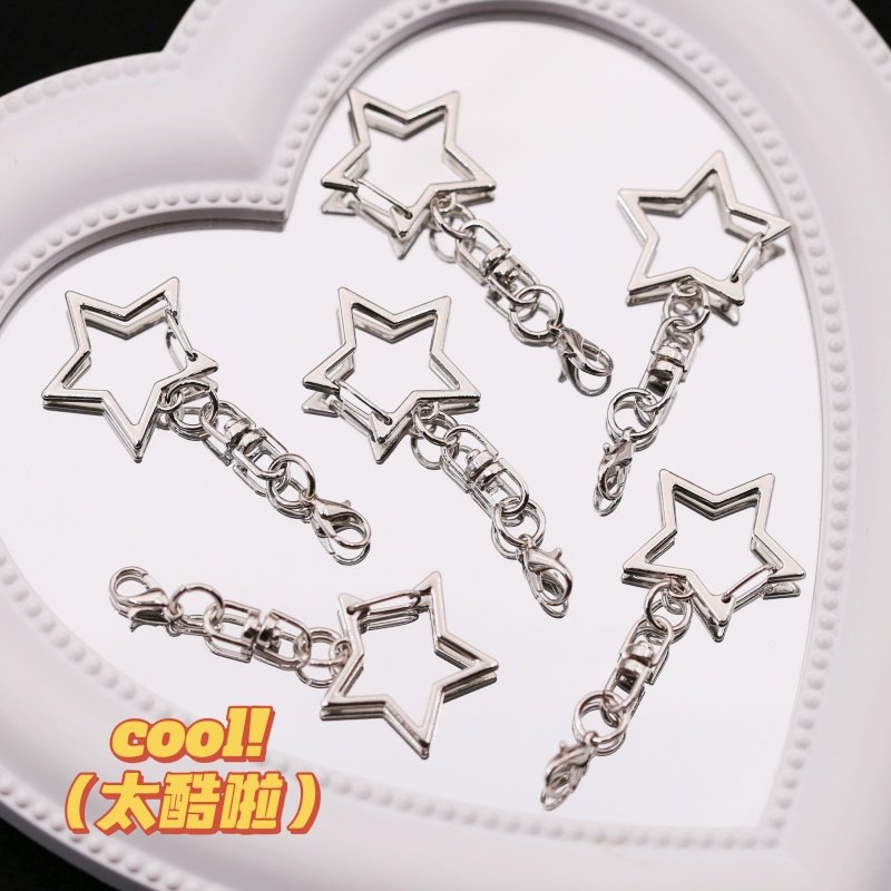 新款创意五角星钥匙扣diy饰品龙虾扣配件玩偶挂件材料星星金属链