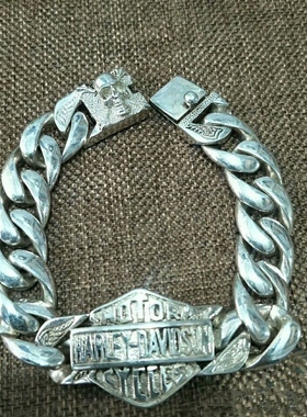 做旧白铜镀银苗族银手工雕刻新款银链手链男女霸气银饰手镯现货