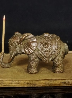 仿古做旧纯铜福象茶宠香插摆饰