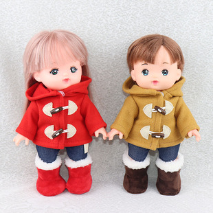 满58包邮25CM咪露适用娃娃衣服配件 牛角大衣+紧身牛仔裤套装靴子