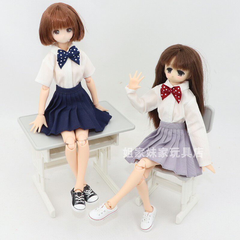 azone6分衣服s体/m体娃衣鞋ob24/ob22 blythe小布娃衣衬衫裙领结