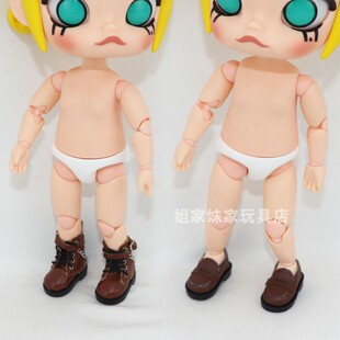 泡泡玛特molly衣服茉莉小熊面包娃衣搪胶8分可动人偶配饰长靴皮鞋