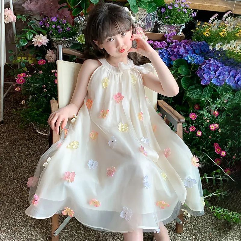 女童2025新款洋气童装裙子夏款女孩夏季网纱背心裙儿童夏天连衣裙