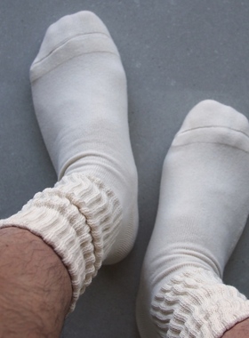 Weekan米白黑色蓬松粗针秋冬中筒堆堆长袜cityboy毛巾底男女纯棉