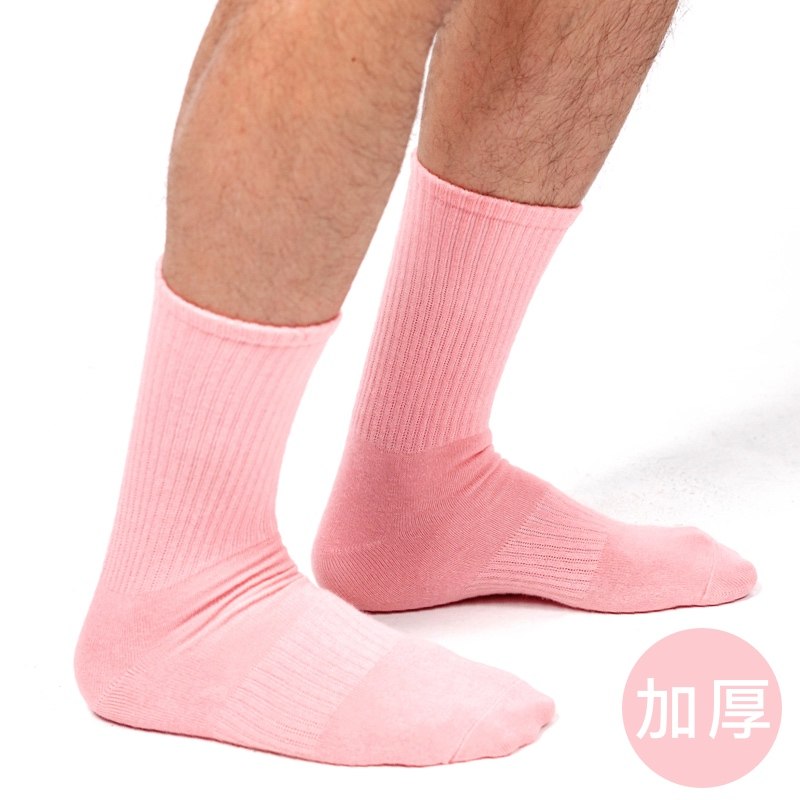 加厚款 粉红色毛巾圈底中筒春夏纯棉吸汗长袜男女健身运动Weekan