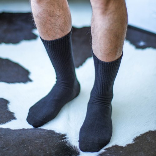 Weekan黑白纯棉中筒运动袜