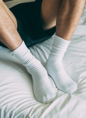 Weekan黑白毛巾圈底中筒长秋冬加厚吸汗健身cityboy男女运动控