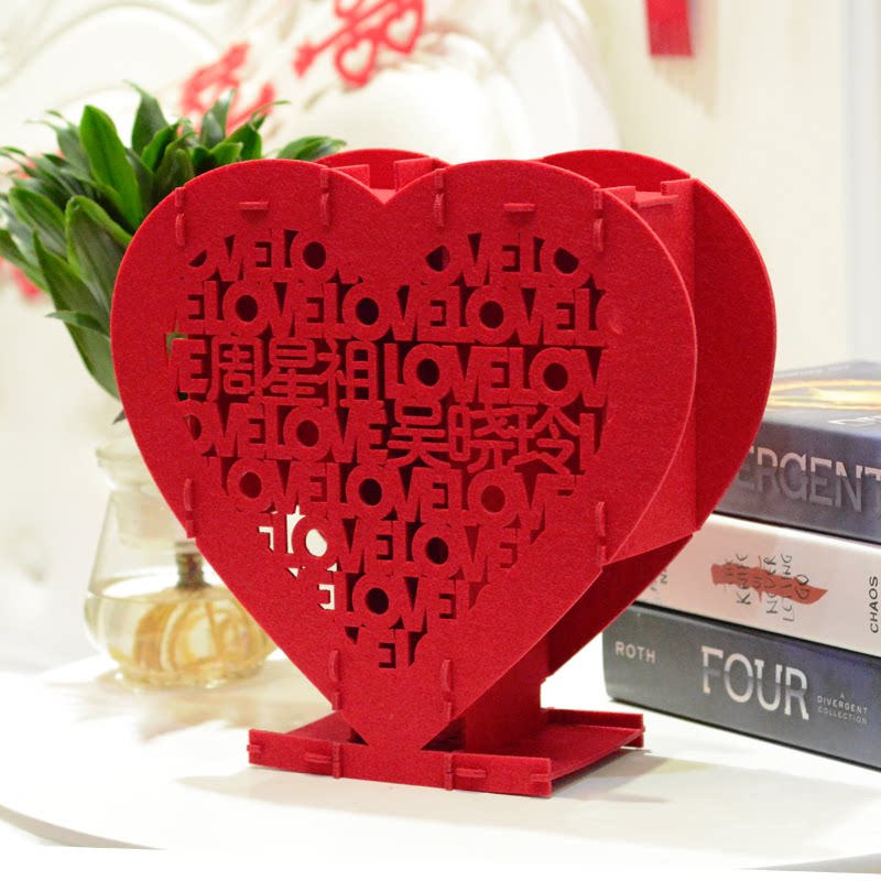 婚房婚礼结婚庆创意装饰布置用品新婚送朋友闺蜜礼物立体心形摆件